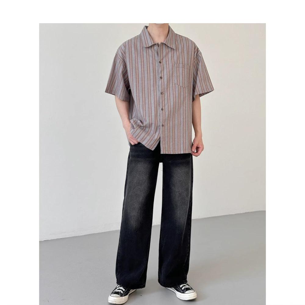 Casual Striped Short-sleeved Shirt