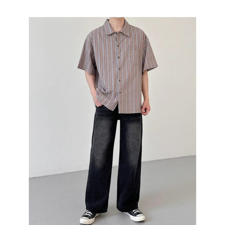 Casual Striped Short-sleeved Shirt