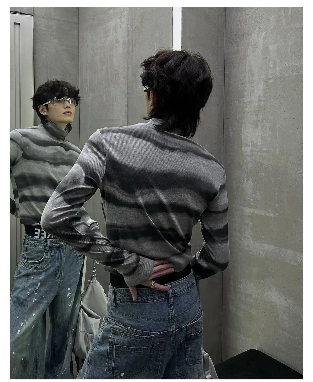 Casual Striped Turtleneck T-Shirt
