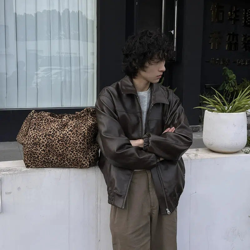 Casual Style Leopard Print Bag