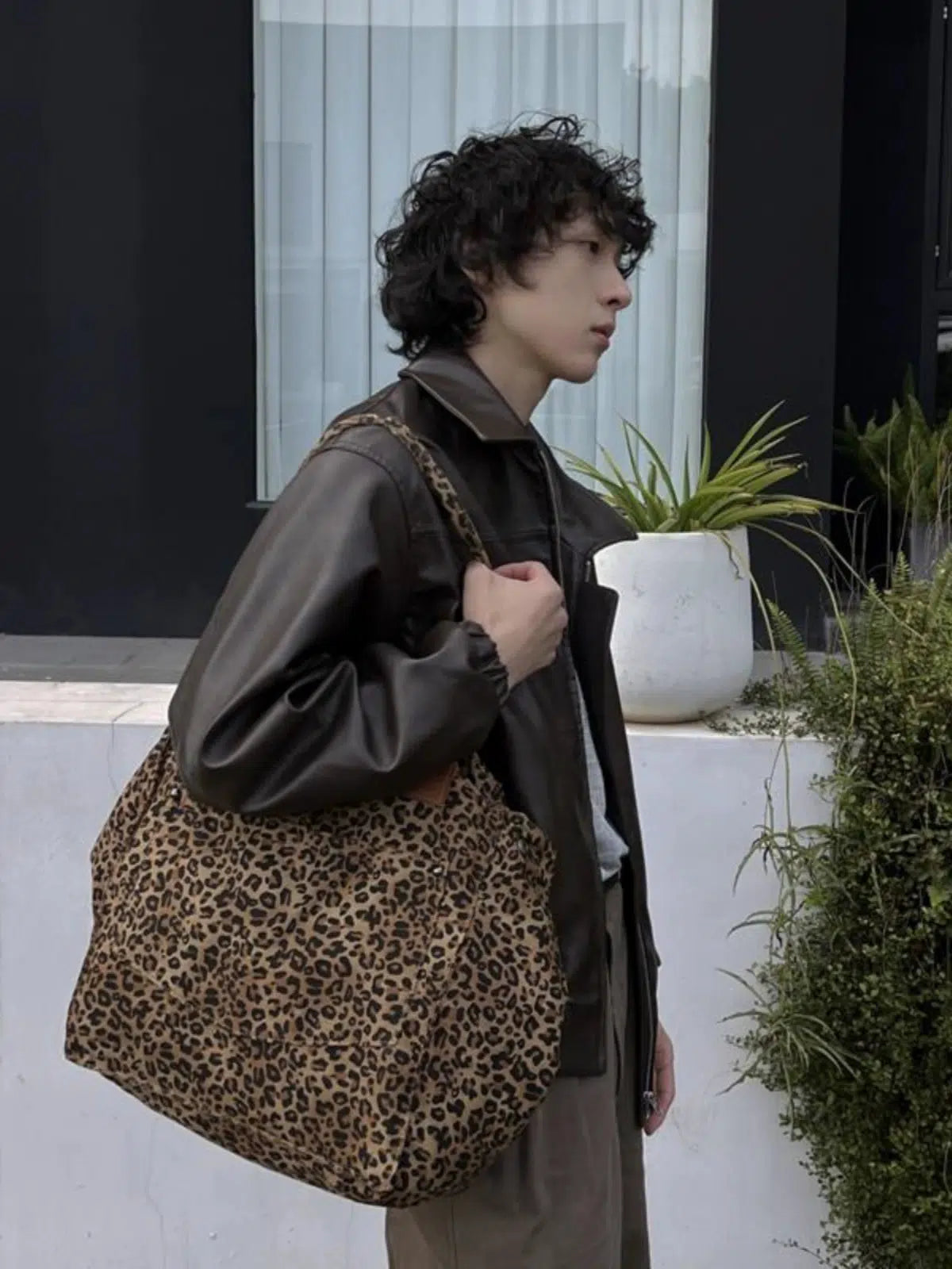 Casual Style Leopard Print Bag