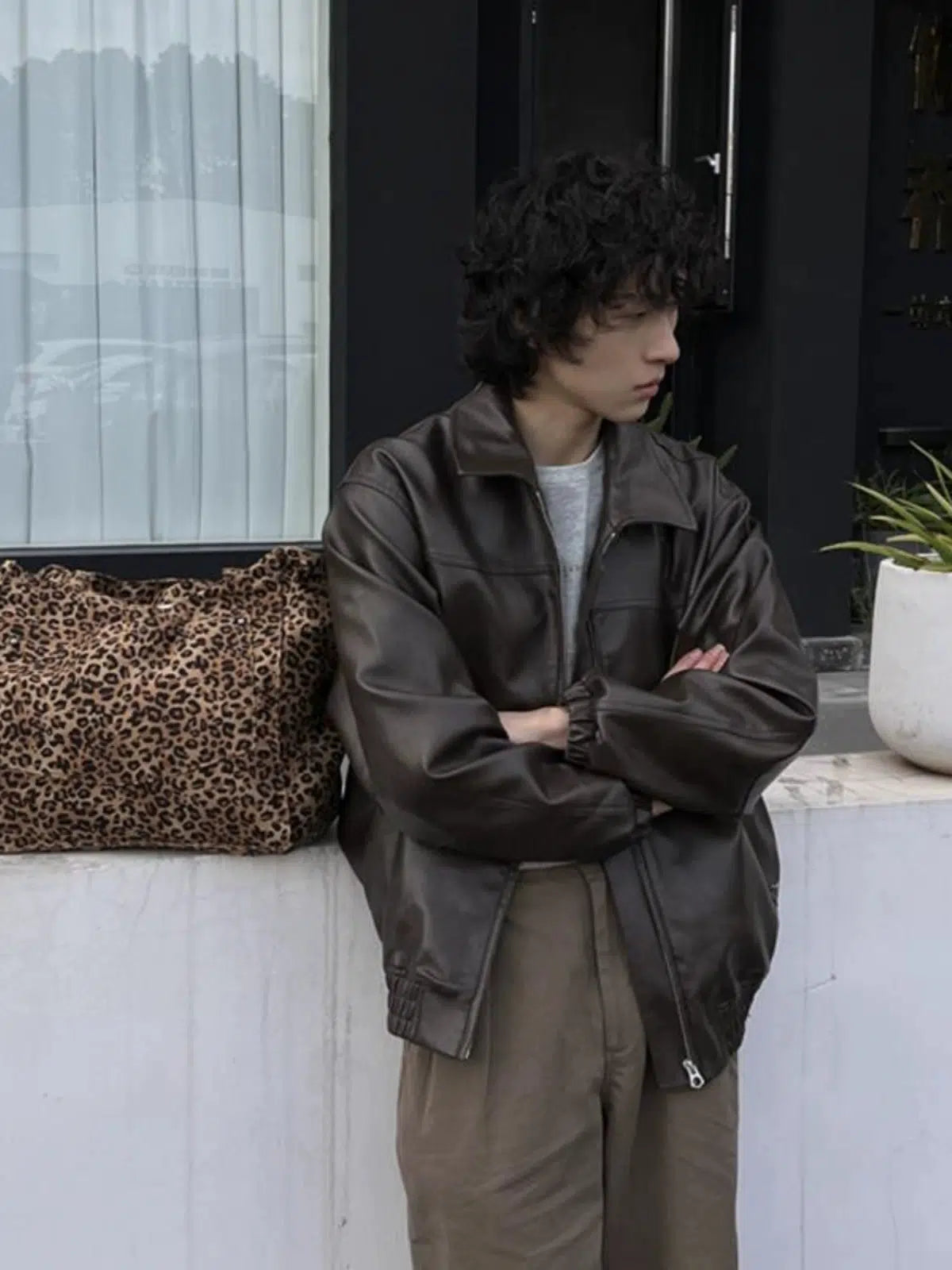 Casual Style Leopard Print Bag