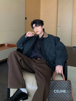 Pu Leather Suede-Collar Jacket