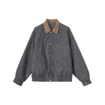 Pu Leather Suede-Collar Jacket