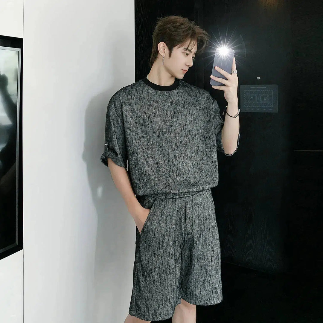 Casual Textured Two-Piece Fashion Suit