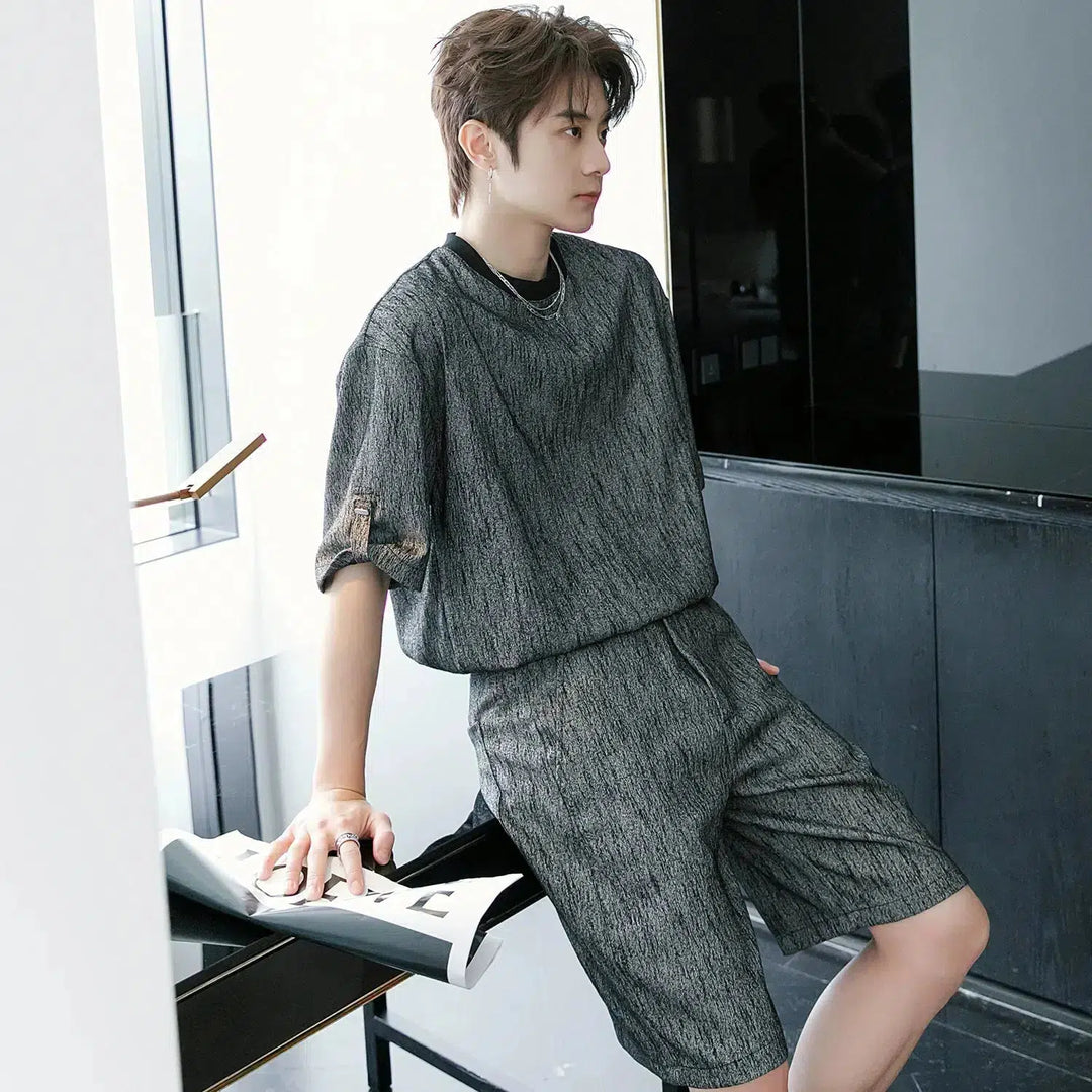 Casual Textured Two-Piece Fashion Suit