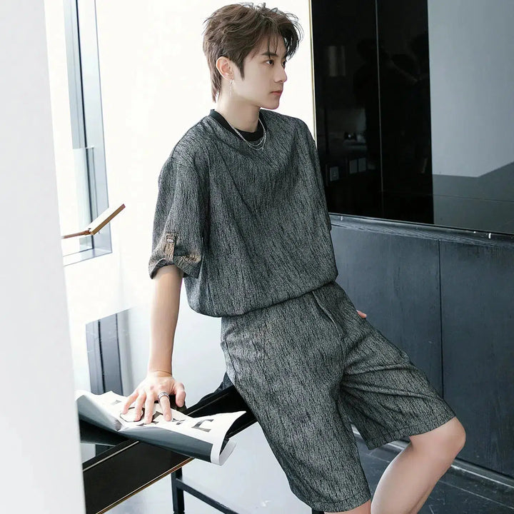 Casual Textured Two-Piece Fashion Suit
