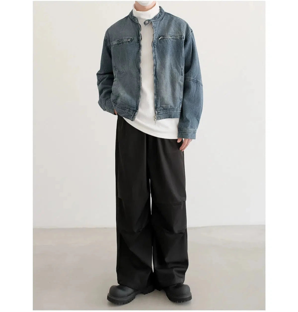 Casual Zip Front Denim Jacket