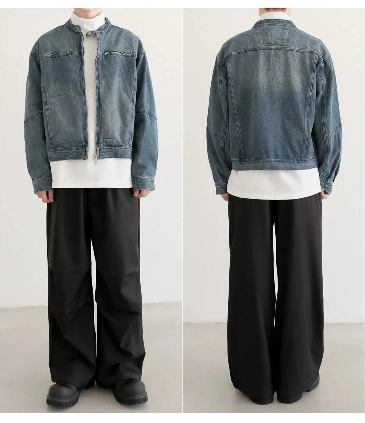 Casual Zip Front Denim Jacket