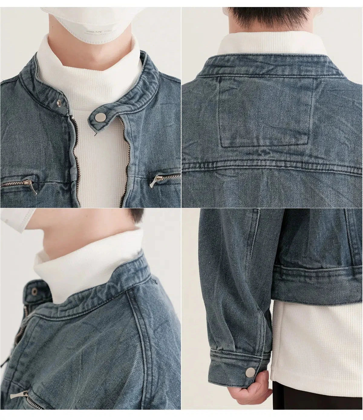 Casual Zip Front Denim Jacket