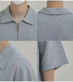 Casual Zip-Up Polo Shirt with Chest Pocket