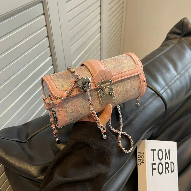 Chain-Accented Mini Handbag