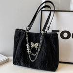 Chain Butterfly Accent Shoulder Bag