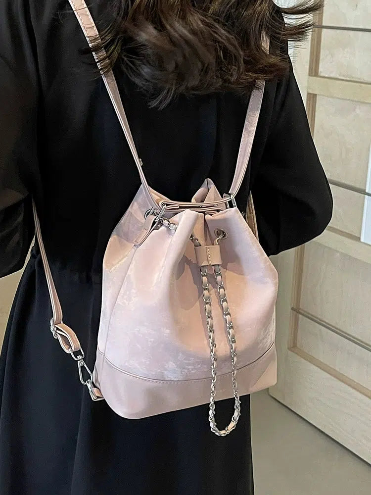 Chain Drawstring Bucket Bag