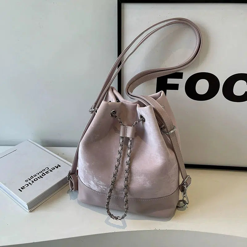 Chain Drawstring Bucket Bag