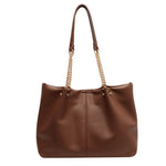 Chain Handles Leather Tote Bag