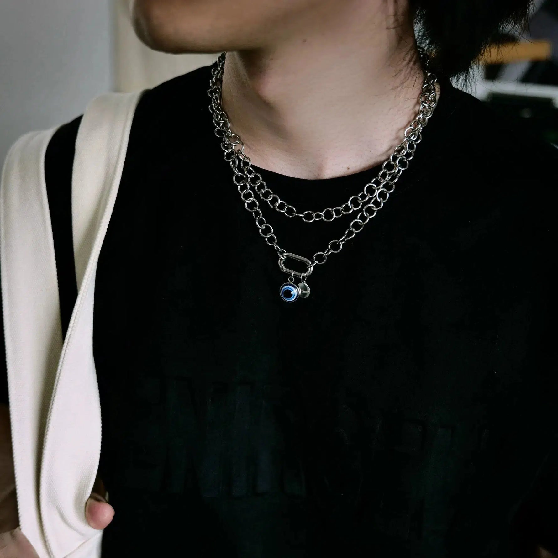 Chain Necklace with Eye Pendant Charm