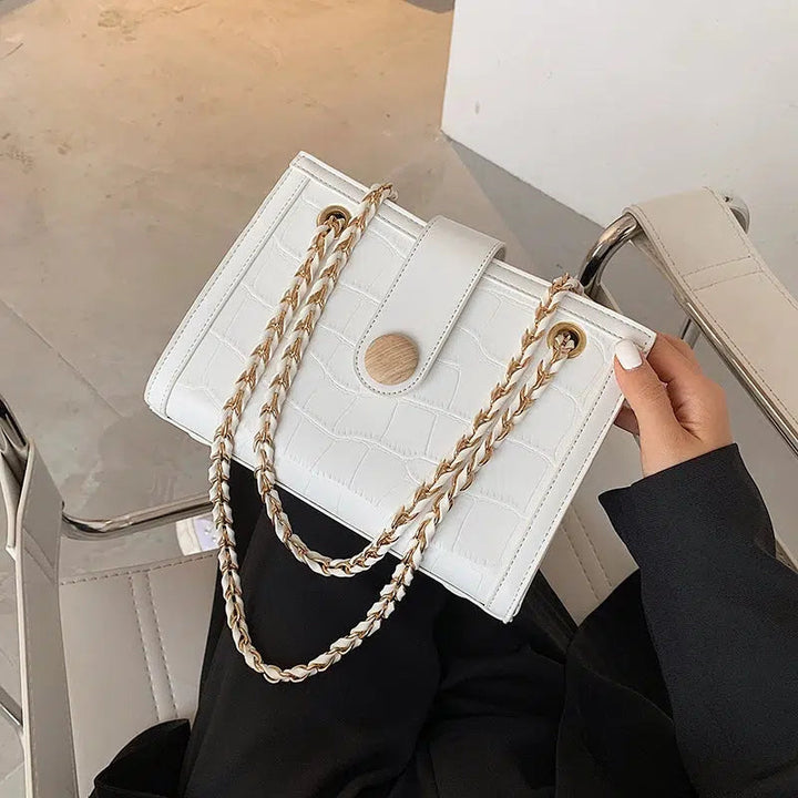 Chain Strap Crocodile Pattern Shoulder Bag
