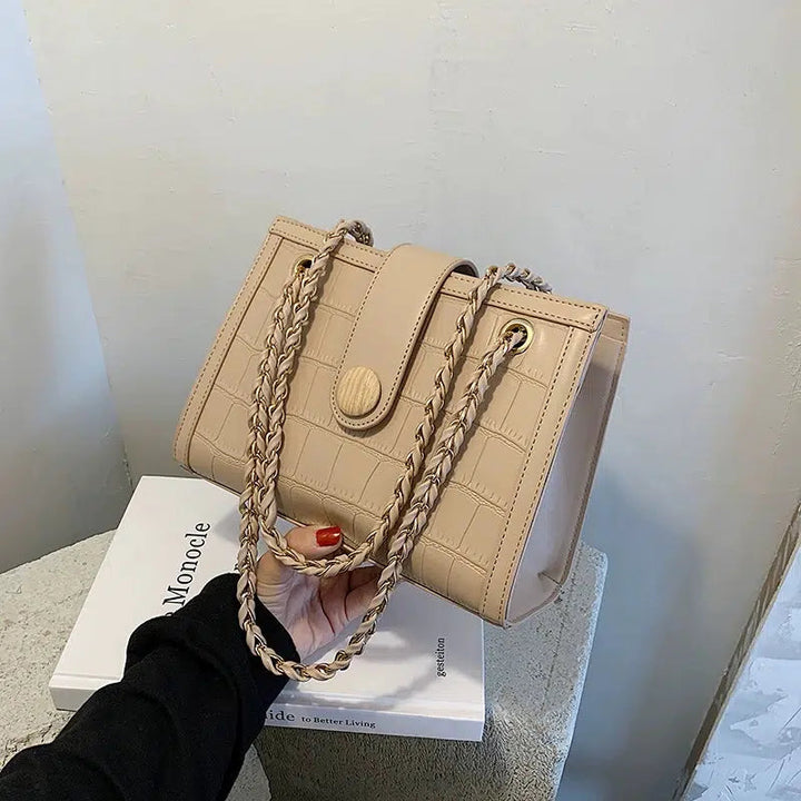 Chain Strap Crocodile Pattern Shoulder Bag