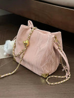Chain Strap Drawstring Bucket Bag