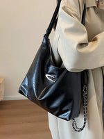 Chain Strap Leather Shoulder Bag