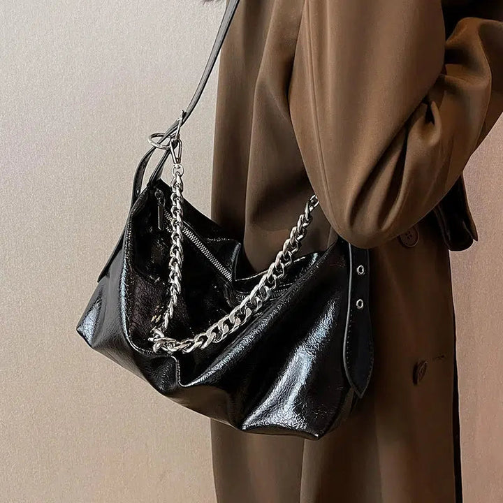 Chain Strap Leather Shoulder Bag