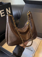 Chain Strap Leather Shoulder Bag