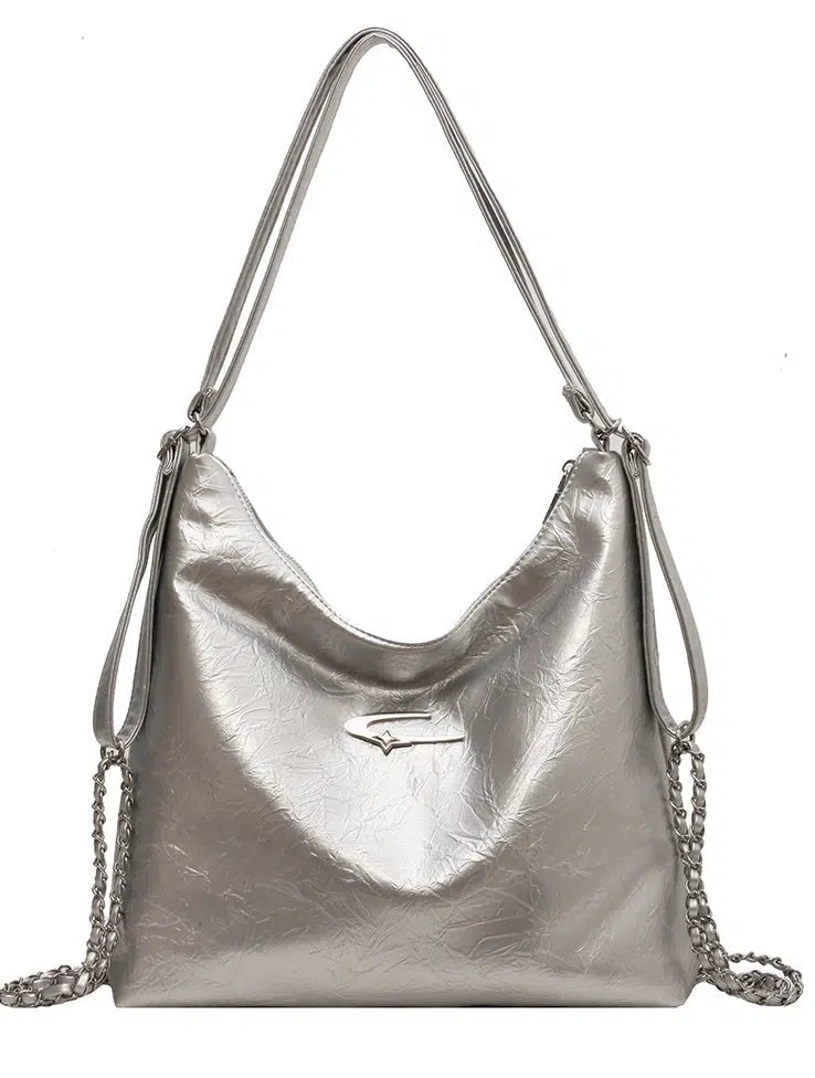 Chain Strap Leather Shoulder Bag