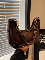 Chain Strap Leather Shoulder Bag