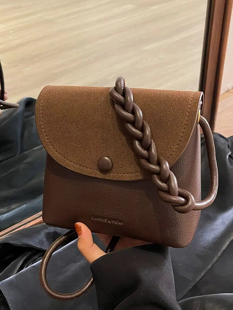 Chain Strap Leather Small Square Bag