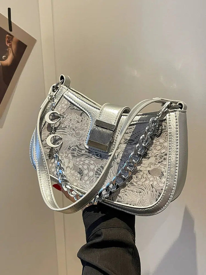Chain Strap Patterned Shoulder Bag