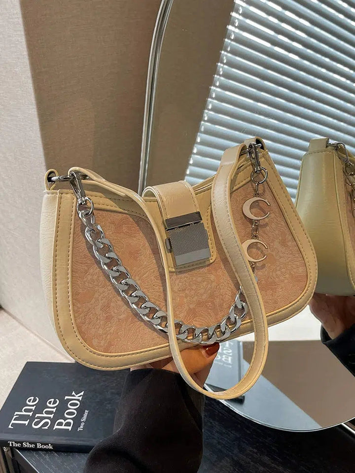 Chain Strap Patterned Shoulder Bag