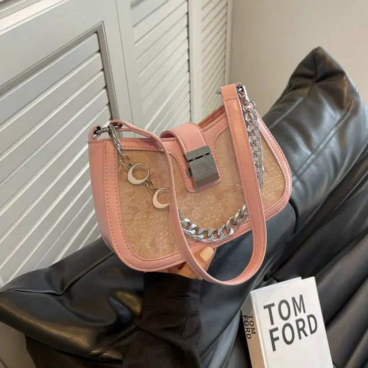Chain Strap Patterned Shoulder Bag