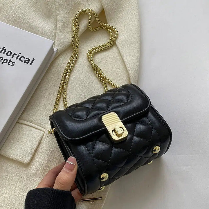 Chain Strap Quilted Small Square Bags