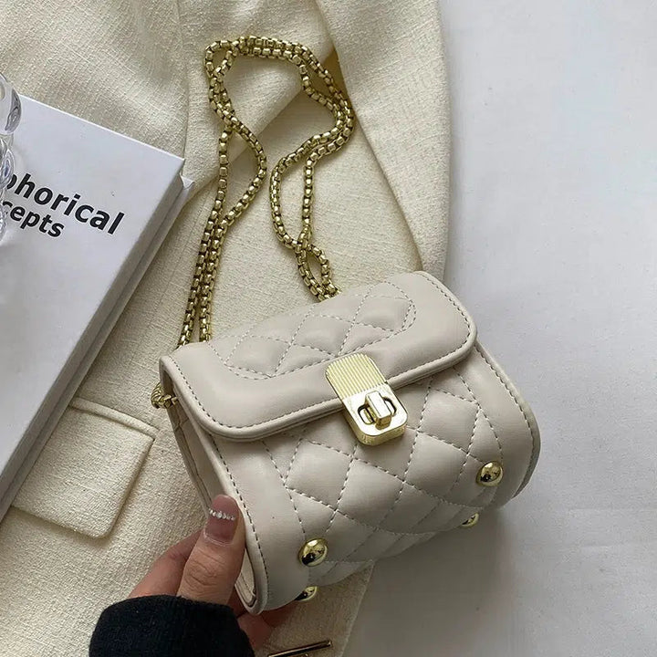 Chain Strap Quilted Small Square Bags