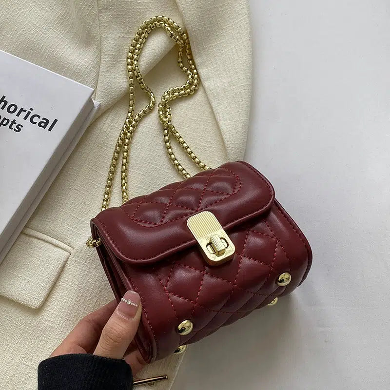 Chain Strap Quilted Small Square Bags