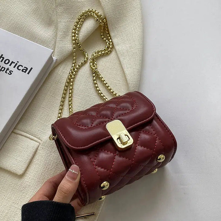 Chain Strap Quilted Small Square Bags