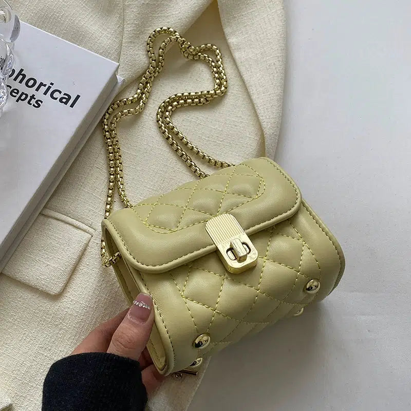 Chain Strap Quilted Small Square Bags