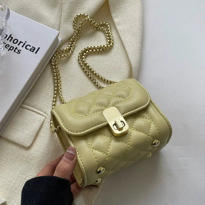 Chain Strap Quilted Small Square Bags