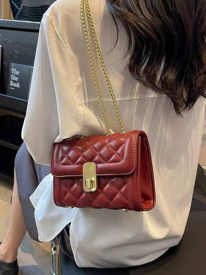 Chain Strap Quilted Small Square Bags