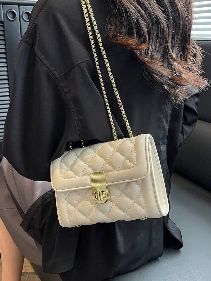 Chain Strap Quilted Small Square Bags