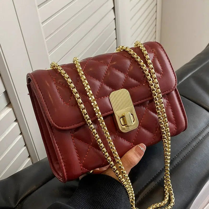 Chain Strap Quilted Small Square Bags