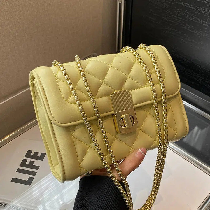 Chain Strap Quilted Small Square Bags