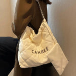 Chain Strap Quilted Tote Bag