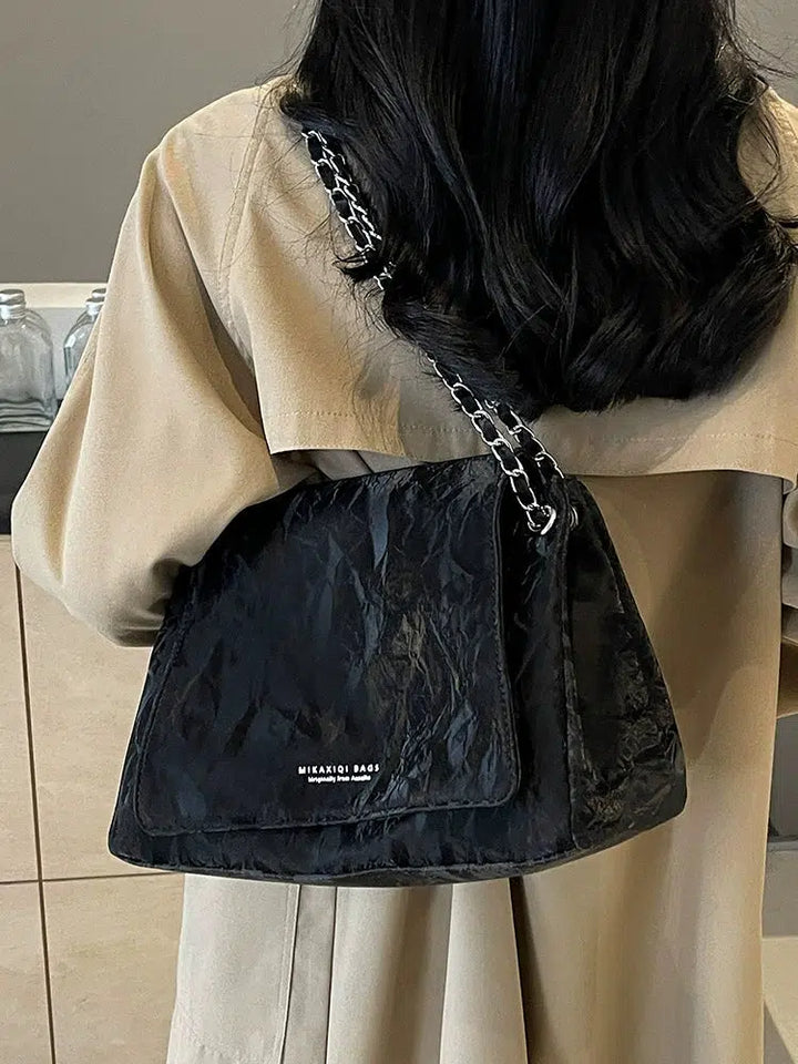 Chain Strap Slouchy Shoulder Bag