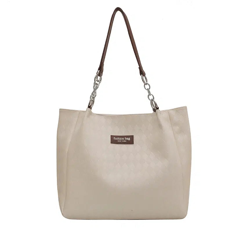 Chain Straps Diamond Pattern Tote Bag