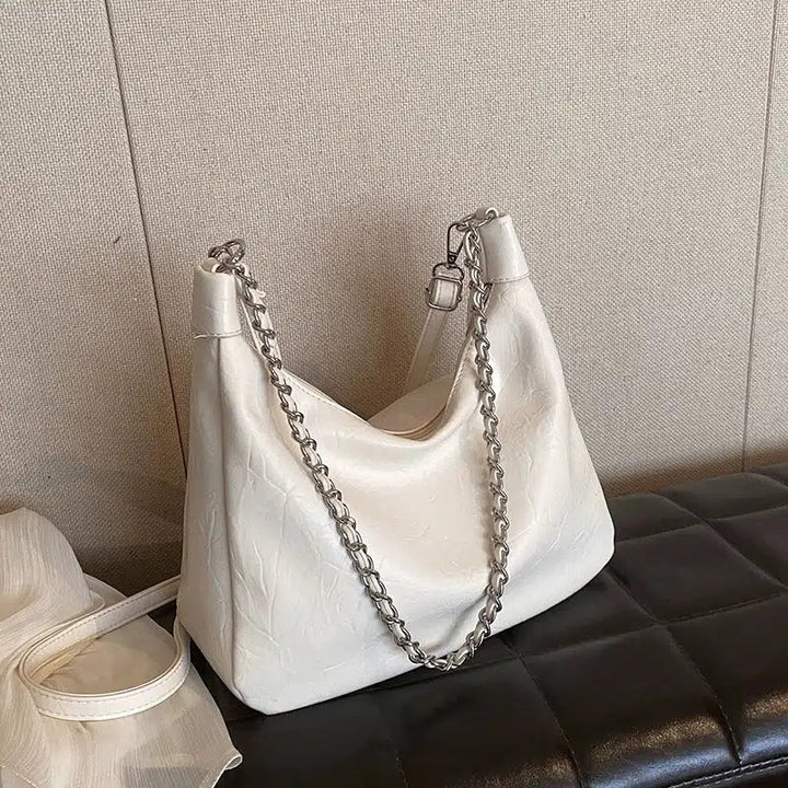 Chain Straps Leather Shoulder Bag