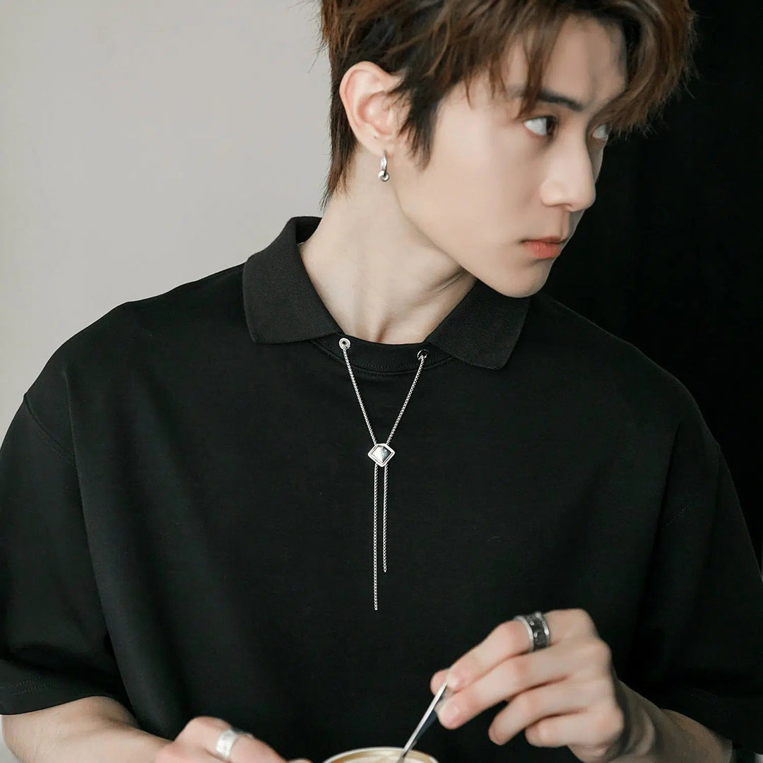 Chain T-shirt with Polo Collar
