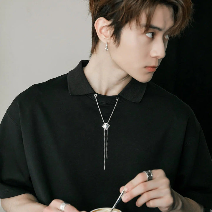 Chain T-shirt with Polo Collar