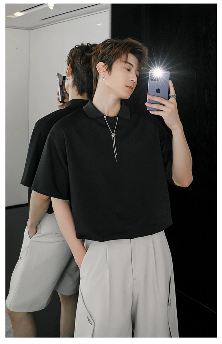 Chain T-shirt with Polo Collar